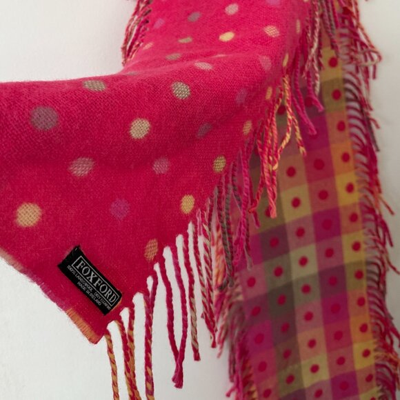 Foxford 100% Lambswool Reversible Polka Dot Scarf - Picture 3 of 6